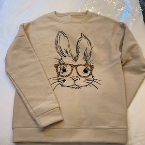 Boyfriend style bunny in glasses sweatshirt